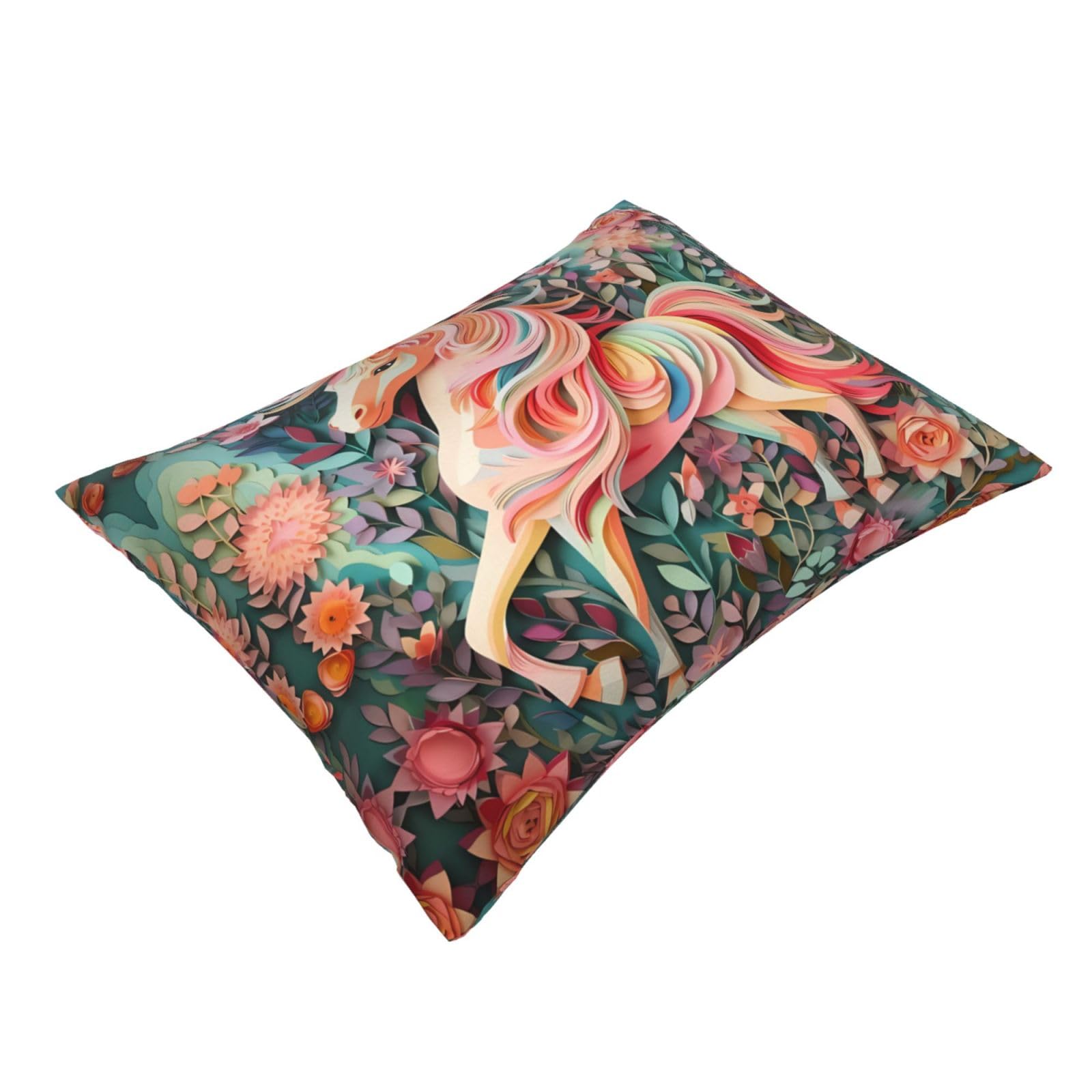 Pink Paper Cut Unicorn Pattern Standard Pillowcase (16 * 20 inches), Soft and Skin-Friendly Household Products