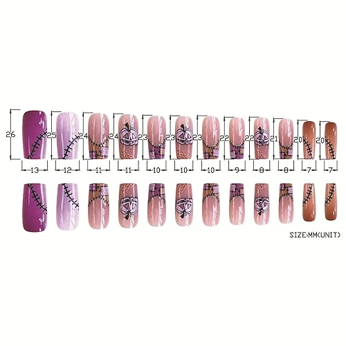 Miniatura 4 de Halloween Press-on Nails Medium Square French Tip Pink Full Cover Glossy Fake Nails 24 Pcs Uñas de Halloween11,Uñas de Halloween34,Uñas de
