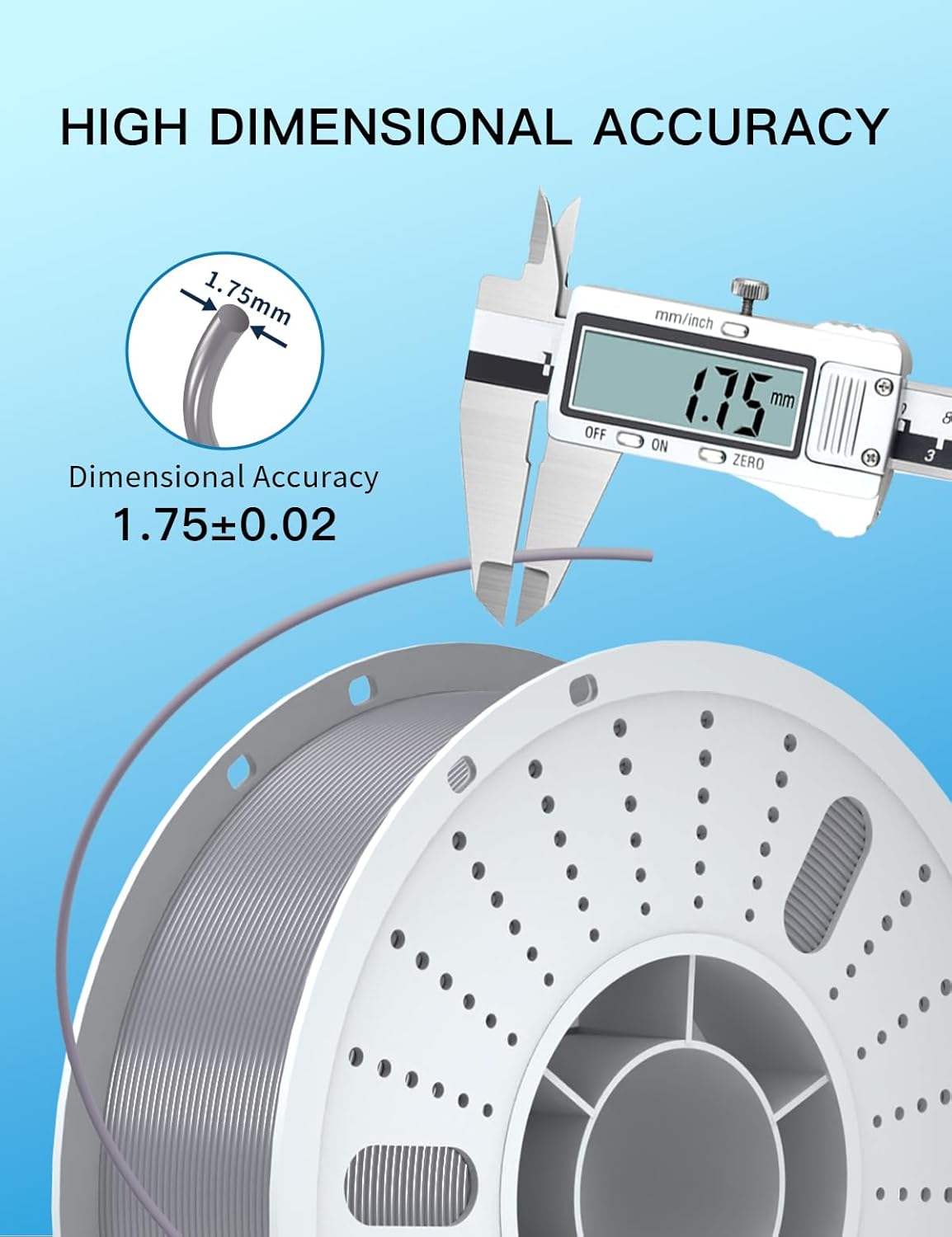 PINBALL PETG 3D Printer Filament 1.75mm High Precision Durable Moisture-Proof Strong Filament Mith Better Flow Dimensional Accuracy +/- 0.02mm Suitable for Most FDM 3D Printers 2 Kilograms Silver