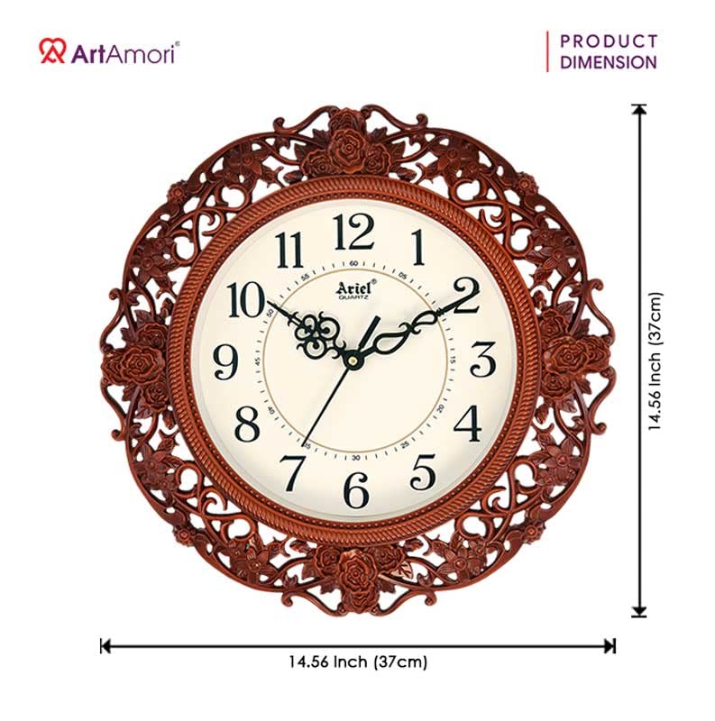 Image of Classic Designer Brown Clour Wall Clock with Size 37cm x 37cm