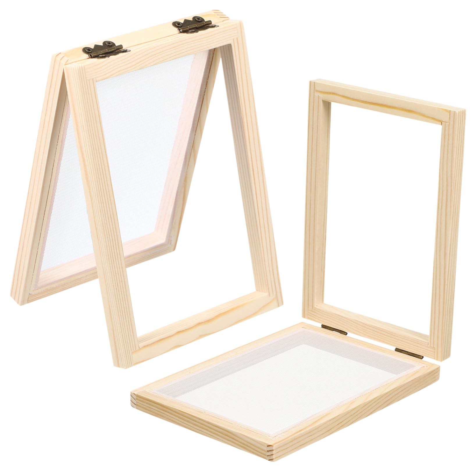ERINGOGO 2Pcs Wooden Paper Making Frame Kit Handmade Paper Craft Tool Papermaking Screen for Creative Activities and Environmental Awareness