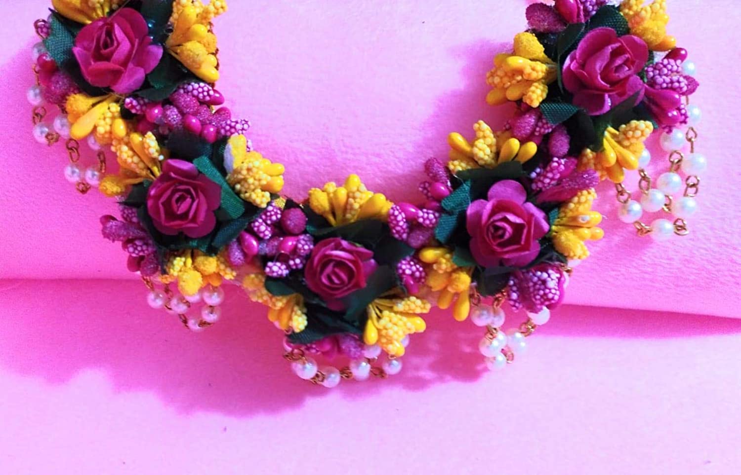 C&G INDIA Flower Designer Jewellery Set For Women And Girls Mehandi Haldi Bridal Baby Shower Marriage - Image 4 thumbnail