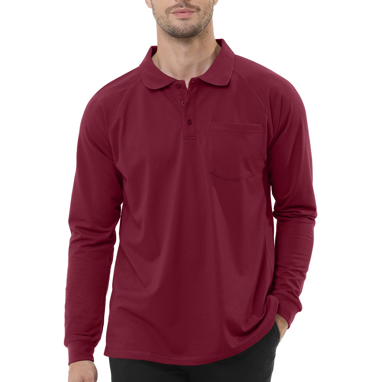TIHEEN Men's Big & Tall Moisture Wicking Performance Golf Polo Shirt with Pocket Short Sleeve