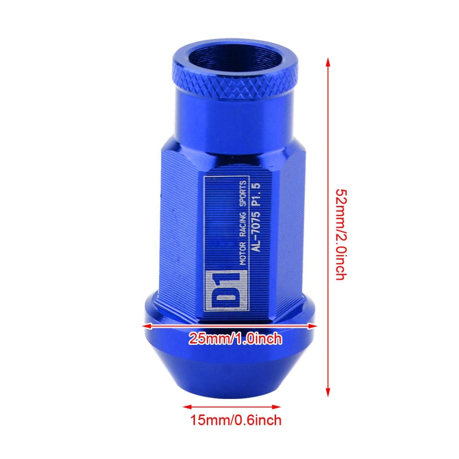 20 Dadi Ruota In Alluminio Per Auto – M12x1.5 – Colori Viola/Blu/Rosso/Nero/Argento – Leggeri E Resistenti - 3