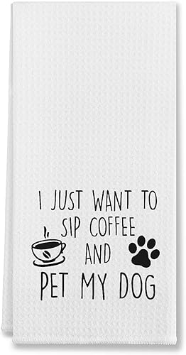 Miniatura 1 de I Just Want To Sip Coffee Pet My Dog - Toallas de cocina y paños de té, paño para platos, saco de harina, toalla de mano para decoración de cocina