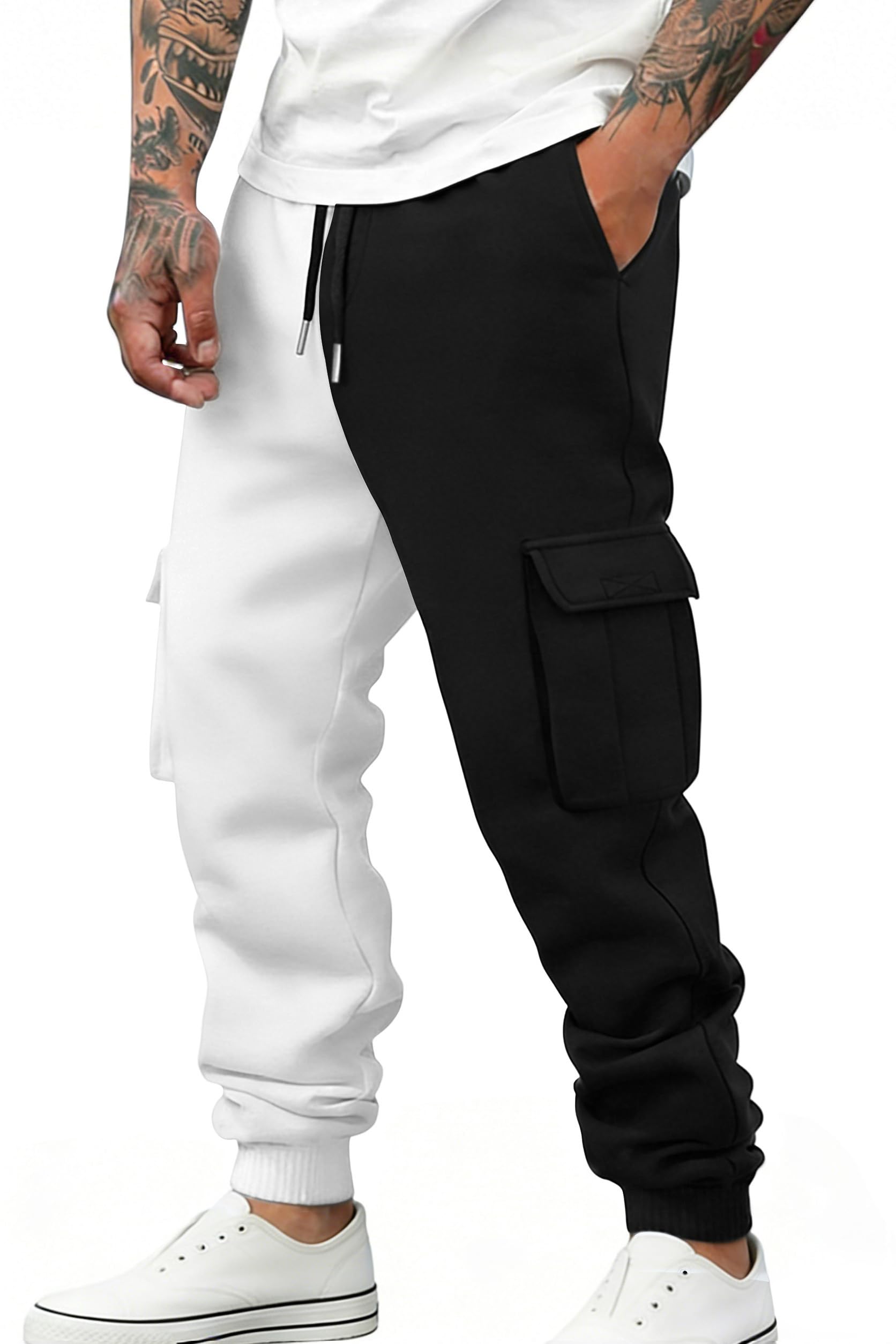 Hello MrLin Jogginghose für Herren, lässig, Kordelzug, Baggy-Sweathose, Stretch-Taille, Fitnessstudio, Workout, Trainingshose für Herren, mit Tasche