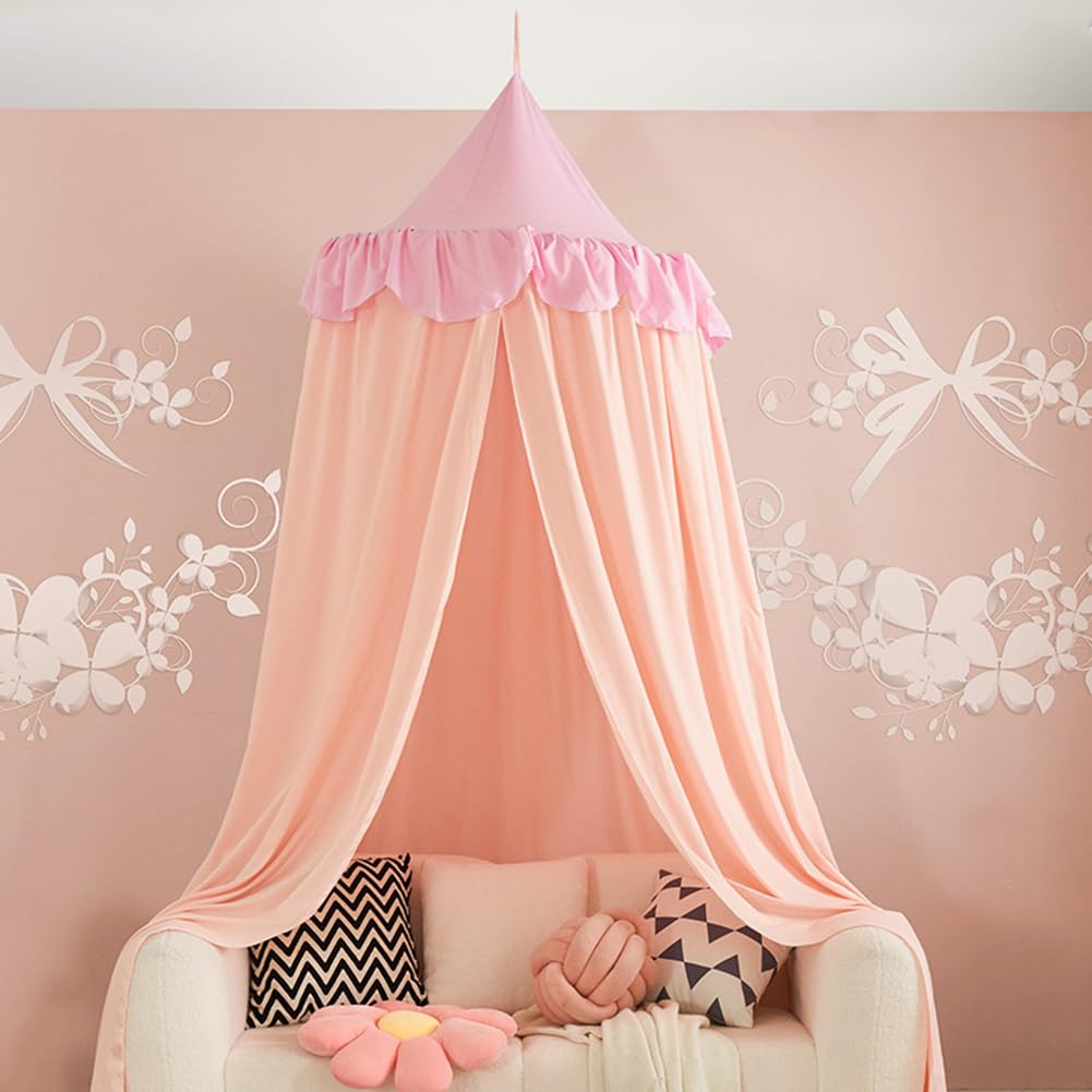Ricemru Betthimmel Mädchen Babybett Vollstoff Kinder Babys Bett Baldachin Himmelbett Hängende Prinzessin Mückennetz für Schlafzimmer Babyzimmer 400CM (Rosa)