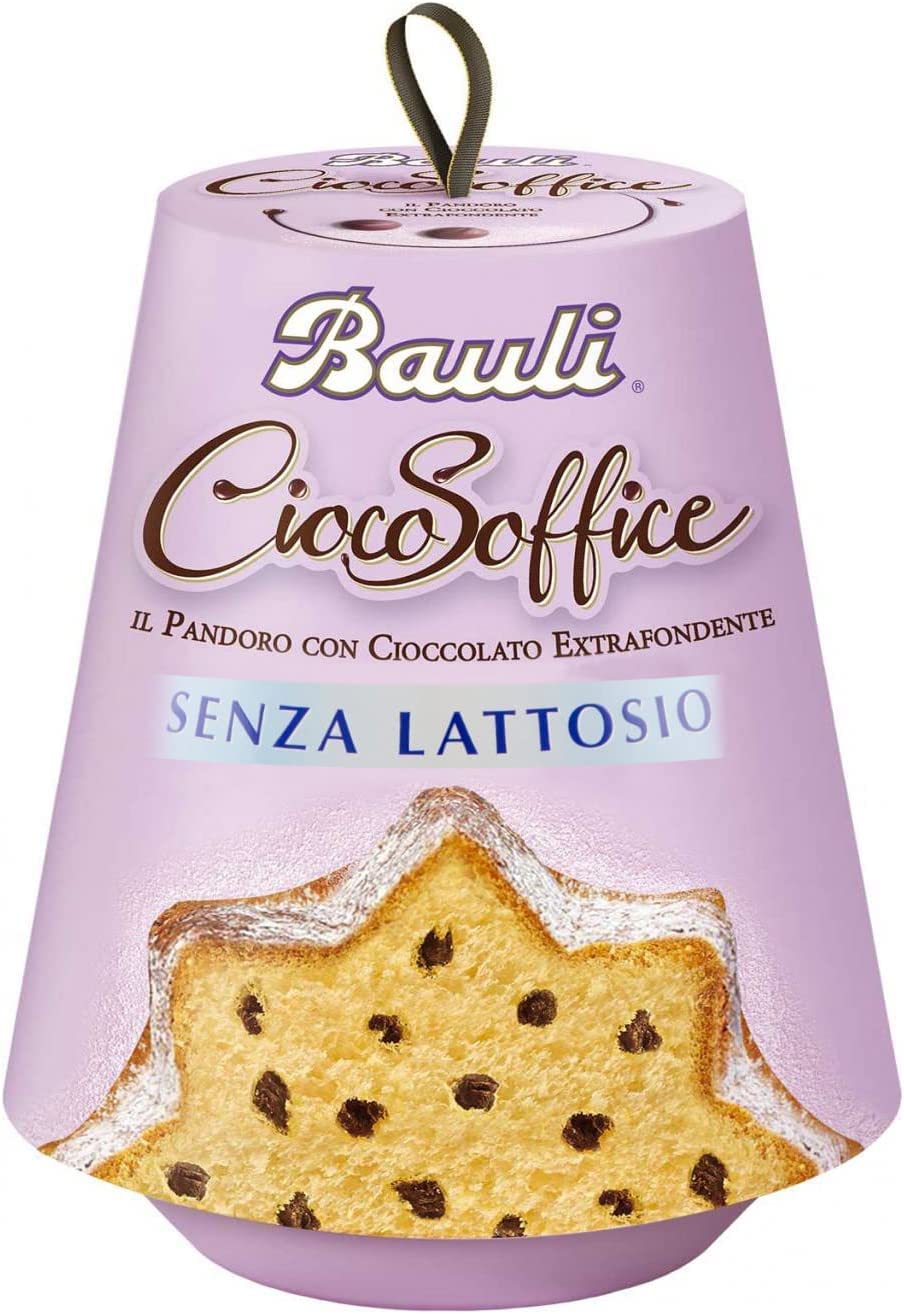 Bauli Il Pandoro CiocoSoffice Senza Lattosio Laktosefreier Weihnachtskuchen mit extra dunklen Schokoladentropfen 700g