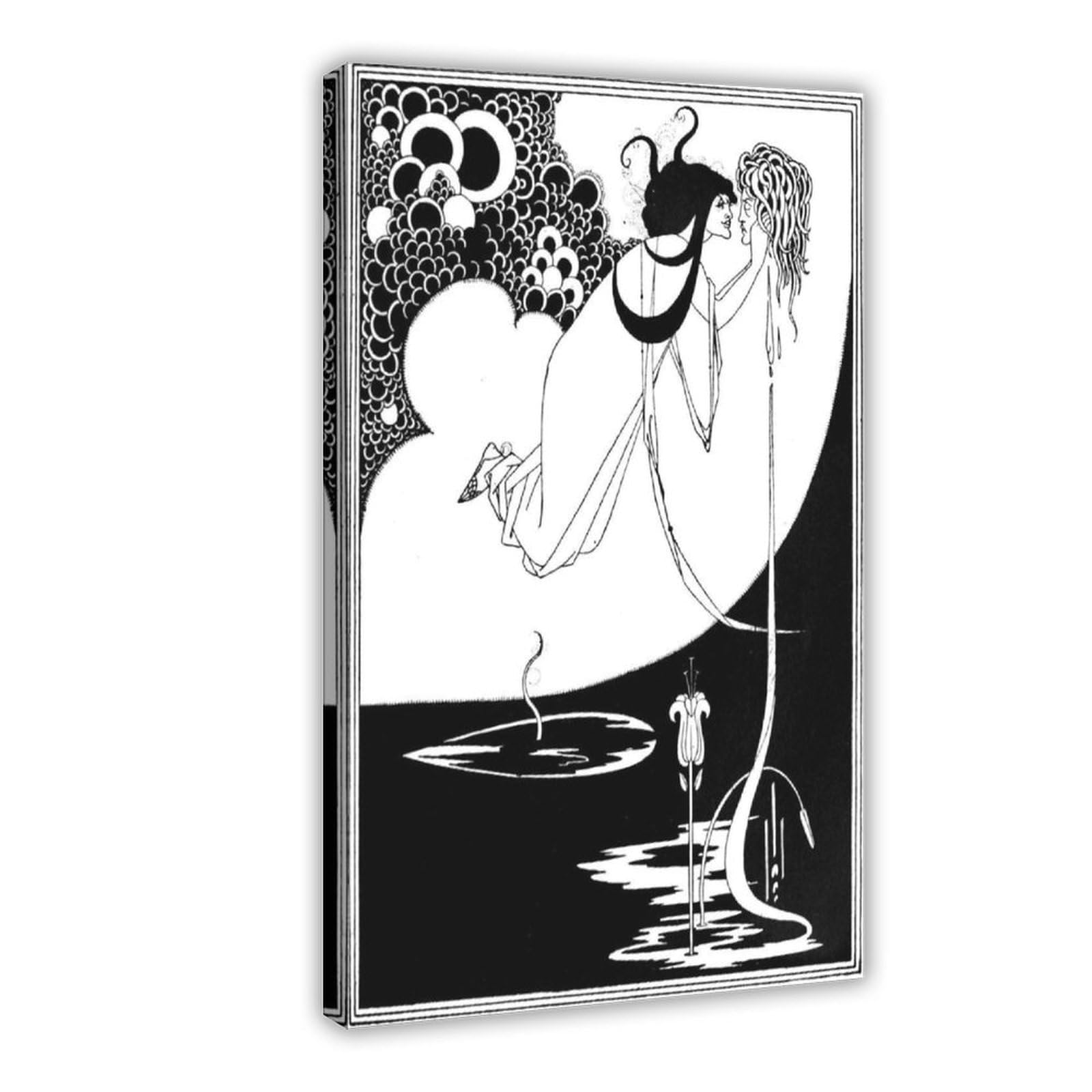 WCYB The Climax by Aubrey Beardsley From Salome by Oscar Wilde 1893 Posters Prints Canvas Deco Paintings Wall Art Hangable Frame 16" L X 24" W