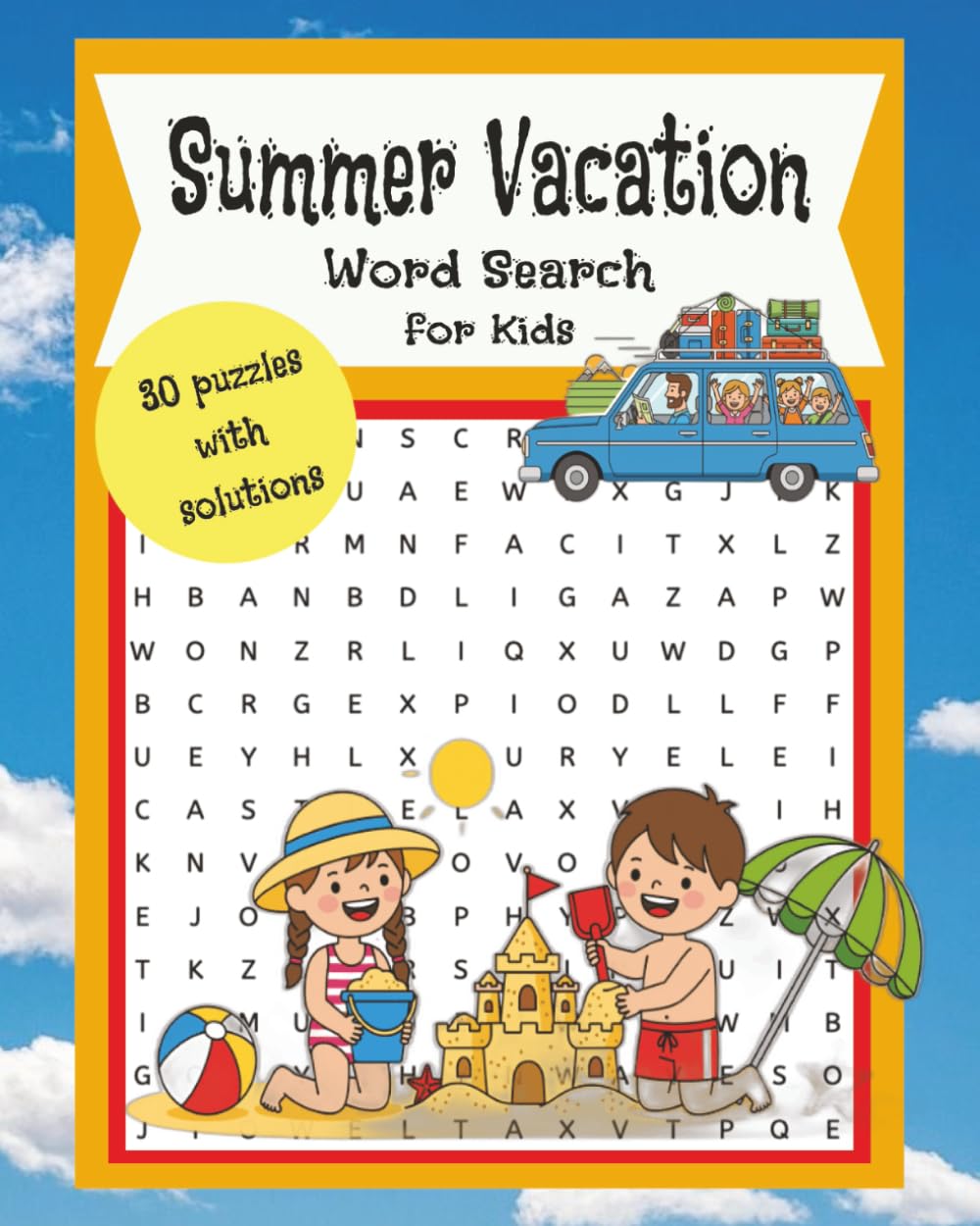 Summer Vacation Word Search for Kids: Holiday Word Search Puzzles for Kids | 8x10, 60 pages | 30 Puzzles | Solutions included