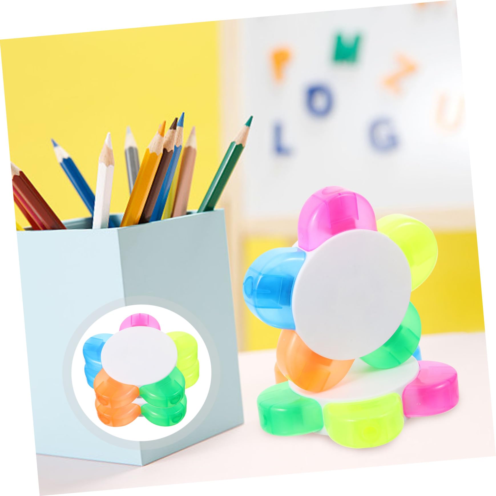 10pièces Surligneur à Fleurs Couleurs Stylos Surligneurs Fluorescents Forme Unique Pétale Outils Annotation pour Étudiants et Prise de Notes