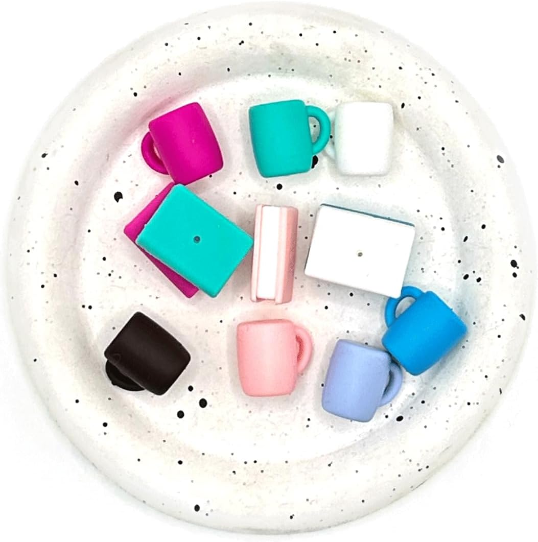 15PCS 3D Stacked Book Silicone Beads, Multicolor Coffee Cup Silicone Focal Beads for Keychain Making, Creative Teacher Loose Beads Bulk for Beaded Pens Necklace Bracelet Lanyard DIY Handmade Crafts image 5