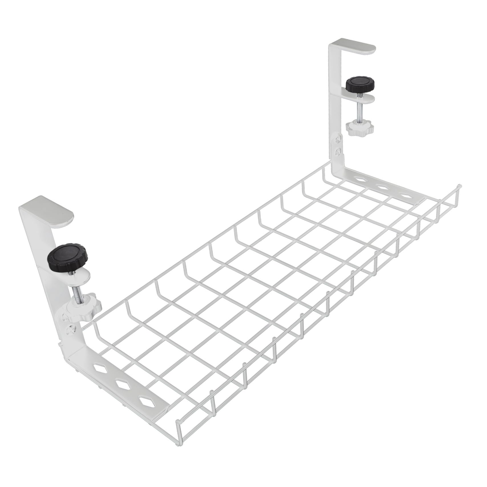 Range-câbles sous Bureau en Acier Blanc, Ajustable, Compact