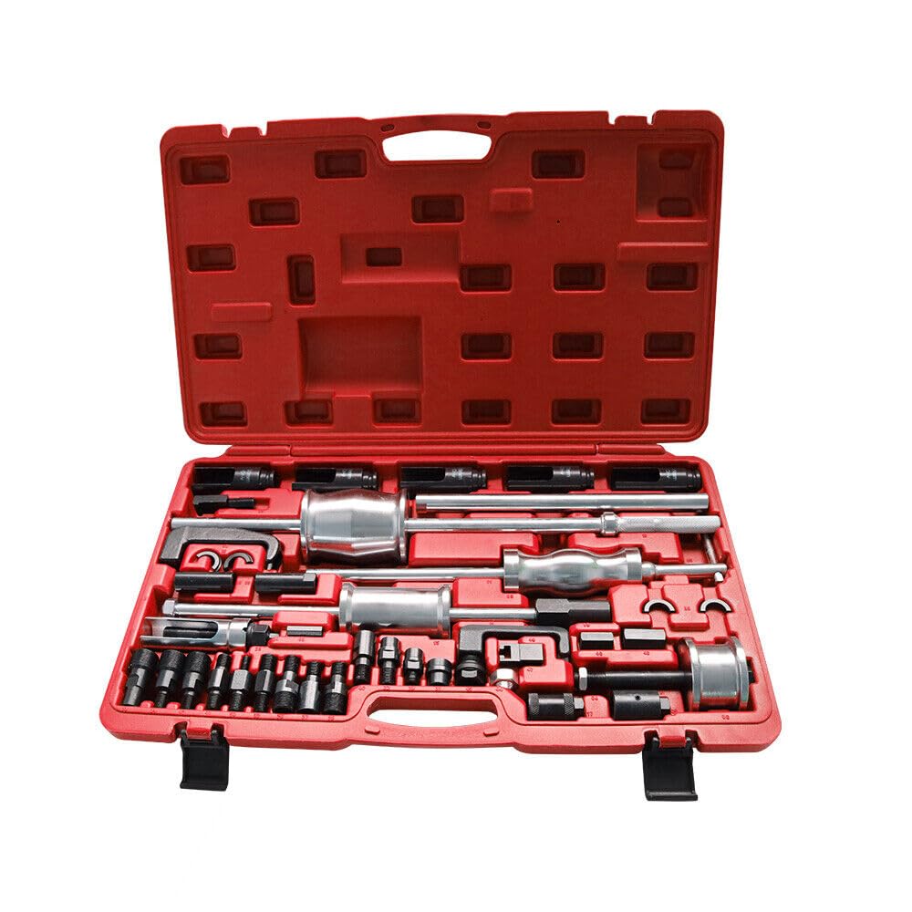 40pcs Diesel Injector Puller Remover Tool Universal Master Kit Slide Hammer Kit Universal Diesel Injector Tool Extractor Puller Injector Nozzles for Car Diesel
