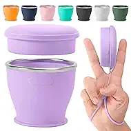 Collapsible Travel Cup, BPA-Free Reusable Water Cup, Lightweight Drinking Cups with Lids and Carrying Strap, Dishwasher Safe Silicone Cups for Camping, Travel, Airports, Hotel (6.7oz, Lilac)