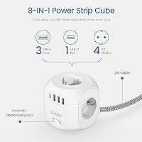 LENCENT 8az1-ben kocka elosztó 3 USB + Type-C porttal 2m vezetékkel - 2 m 2