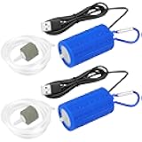 MakerHawk 2 Pcs Aquarium Air Pump Fish Tank Small USB Air Pump Quiet with Tubing, Air Stones, Buckle 1.5W