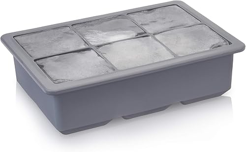 Miniatura 6 de Viski Bandeja para cubitos de hielo para whisky con tapa, grande hace seis moldes de hielo de 2 pulgadas, perfecta para cócteles, whisky, bourbon y