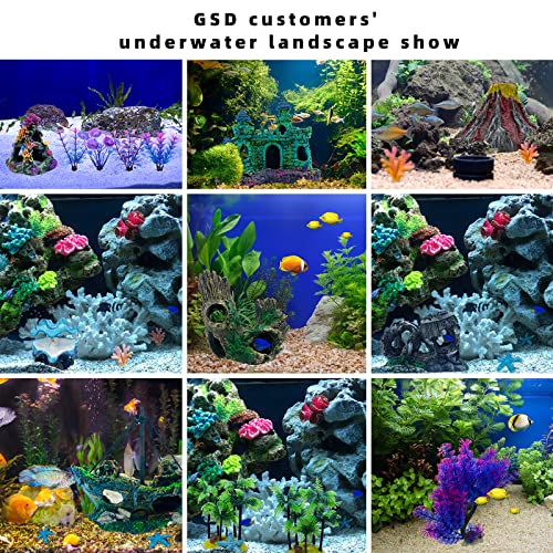 Gsd Aquarium Colorful Coral Reef Set Fish Tank Decoration Mountain Ornament For Aquarium Environments Decor Accessories, Coral Mountain X 1, Aquatic Plant X 4 #TOP6