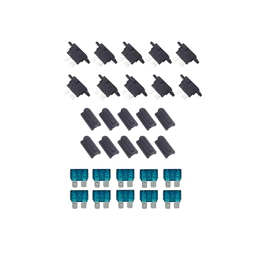 Miniatura 9 de 10 piezas de asiento de portafusibles estándar para automóvil, barco, camión, SUV con cubierta negra + 10 fusibles estándar de 10 amperios