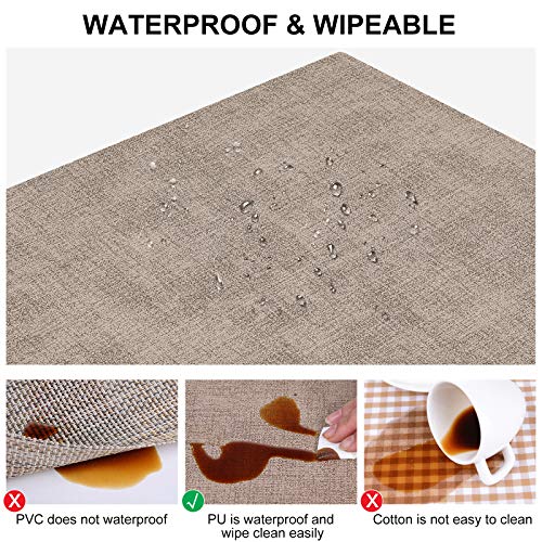 homing Faux Leather Camel Placemats Set of 6 - Waterproof Wipeable Heat-Resistant Anti-Skid Place mats for Dining Table, Stain-Resistant Easy to Clean