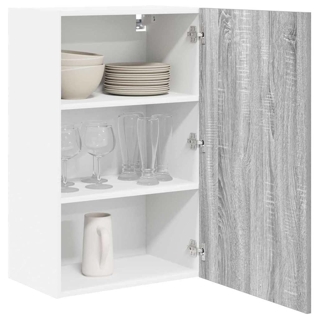 Mobile da cucina sospeso, grigio Sonoma, bianco, 50 x 31 x 80 cm