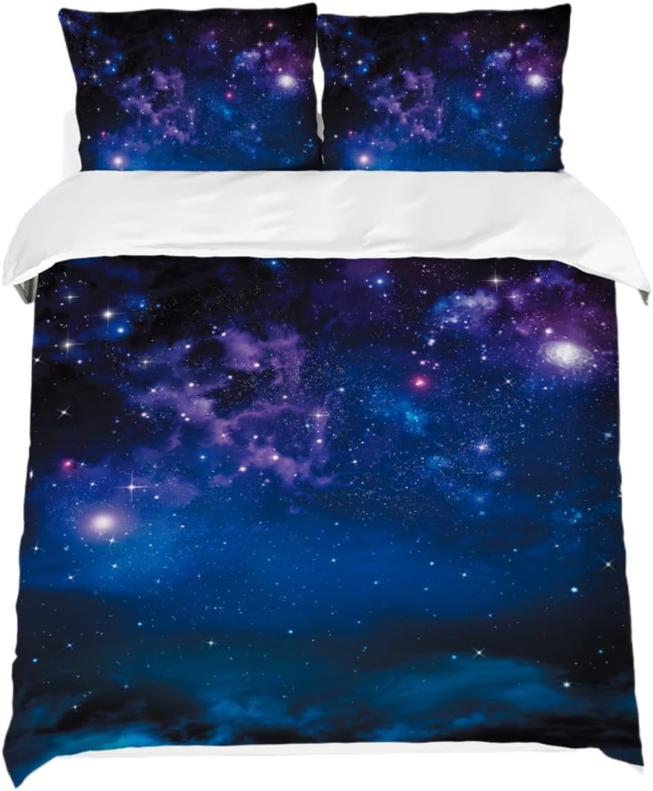 Dreamy Starry Sky Duvet Cover Children Quilt Covers Pillowcases Shining Starry Sky Bedding Set King Queen Full Twin Home Textile Bedclothes with Pillowcas (US Twin)