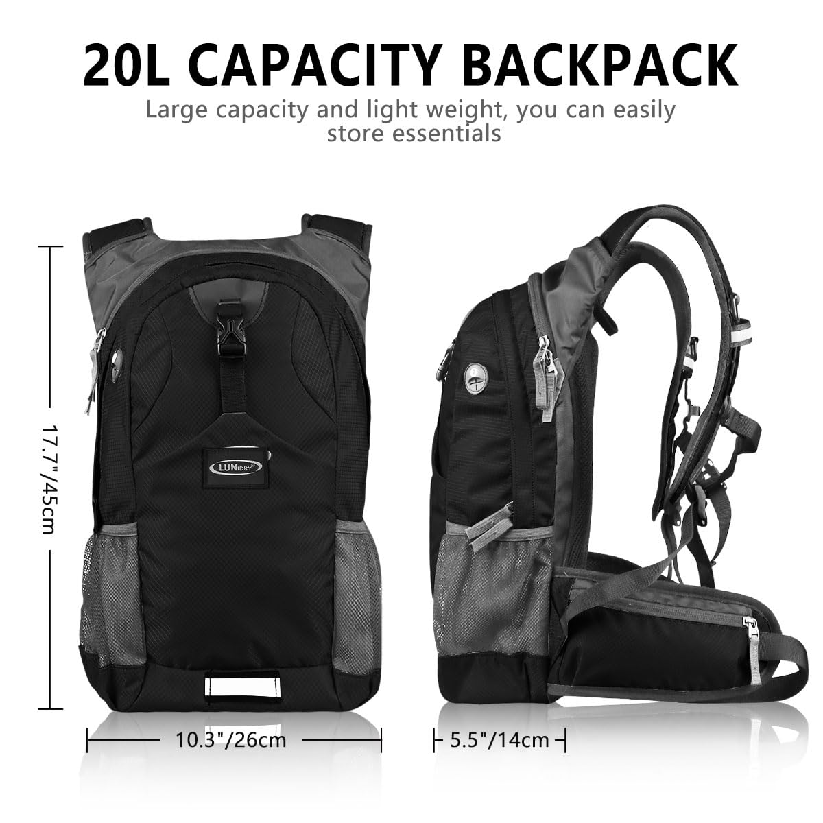 Sac à Dos d'hydratation avec vessie d'eau de 2L, 20L Imperméable Ajustables à Taille Sac à Dos d'eau avec système d'hydratation pour Femme Homme Course Cyclisme Randonnée Trail Running Voyage