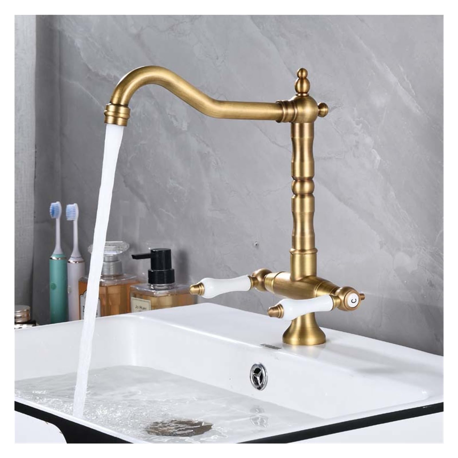 Robinet de cuisine à double poignée pour régler précisément l'eau chaude et froide