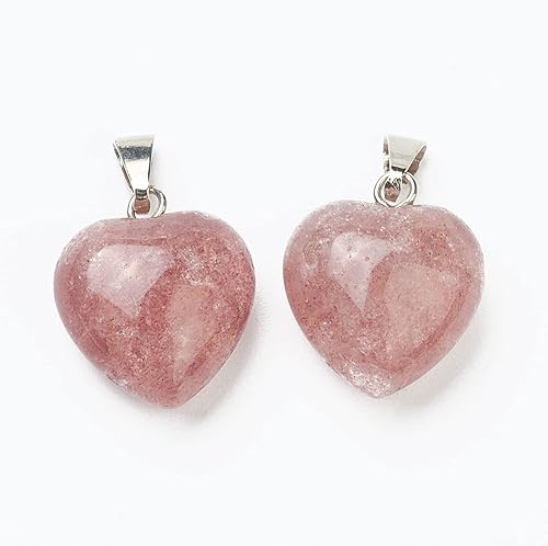 Miniatura 5 de Beadthoven - 10 dijes de piedra de corazón hinchado, piedras preciosas curativas para chakras, reiki, cuentas para hacer collares, joyas, día de San