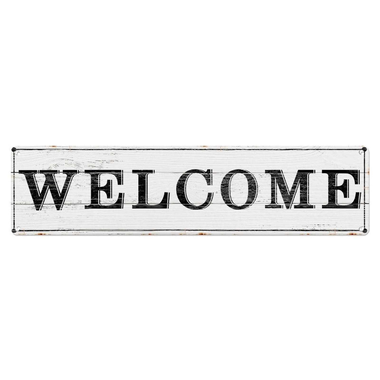 Welcome Sign Vintage Rustic Style Vintage Metal Tin Sign Retro Wall Decor for Home Bar Garage Cafe, Indoor & Outdoor Decorative Metal Poster, 4x16 Inch