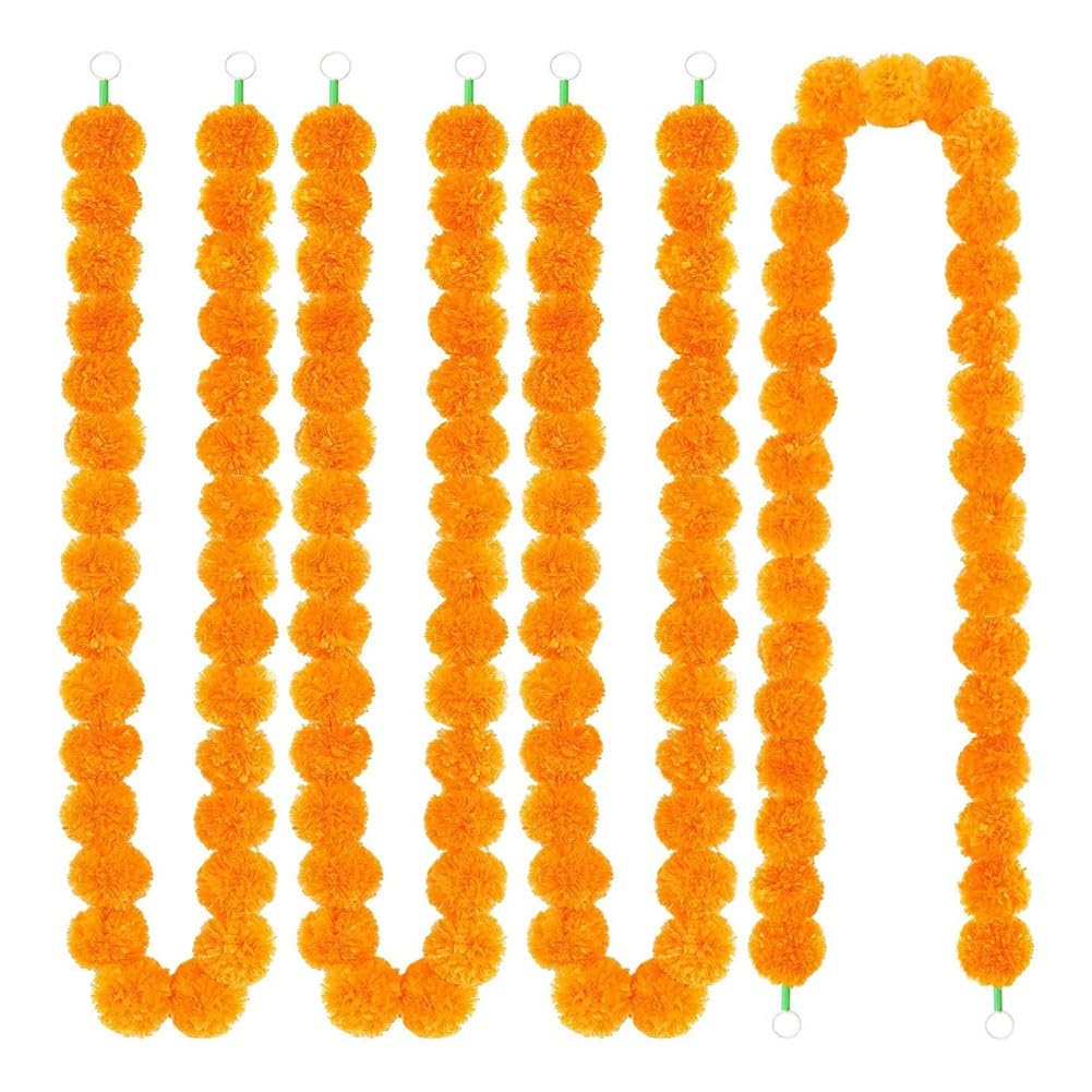 CTRLZS For Decoration,5Pcs Marigold Garland, 5 Feet for Diwali for Home, Marigold Head Orange