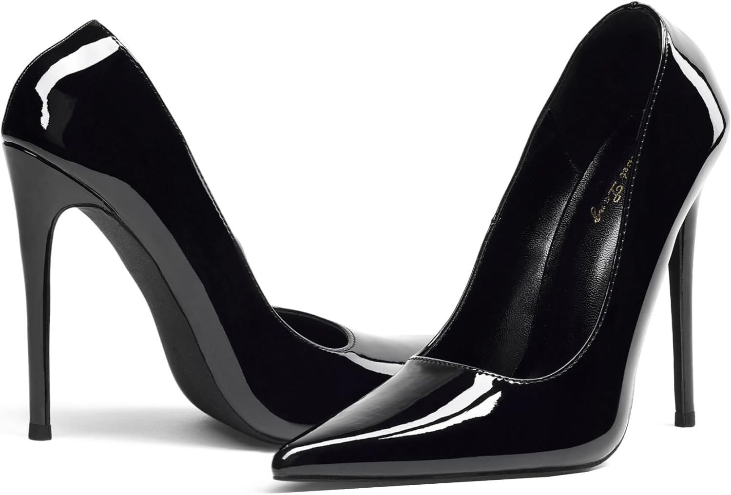 Elisabet Tang Women Pumps 12cm/4.7 Inch Stiletto Heels Pumps Pointed Toe Patent Leather Slip On High Heel Evening Party Dress Shoes