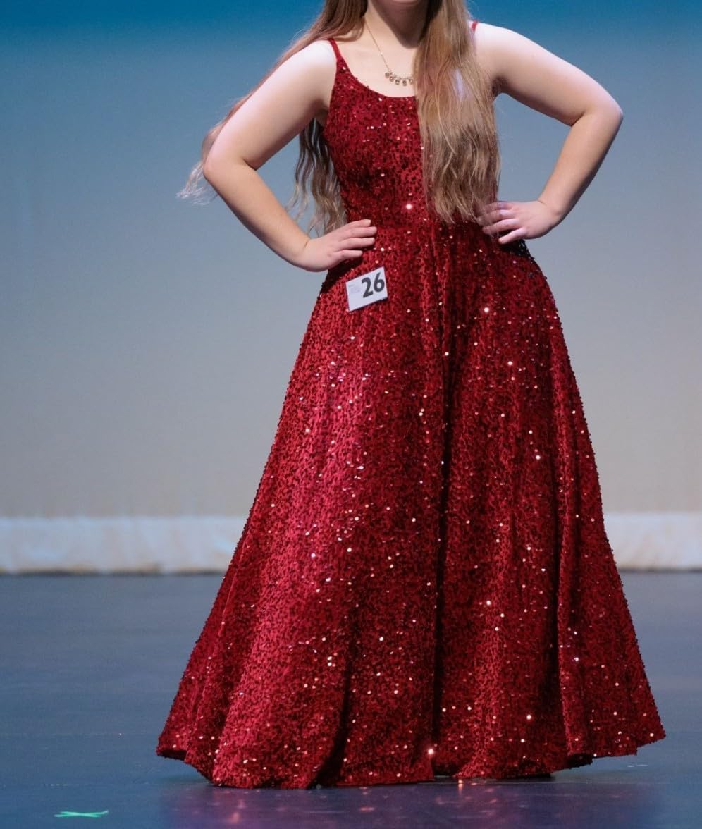 Tianzhihe Vestidos de fiesta con tirantes delgados 2024 con lentejuelas, vestidos largos formales de baile, vestido de fiesta de noche con bolsillos