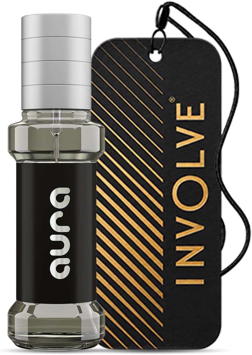INVOLVE Elements Aura Car Perfume Spray – Long Lasting Car Air Freshener with Hanging Card, Fine Fragrance, 30ml