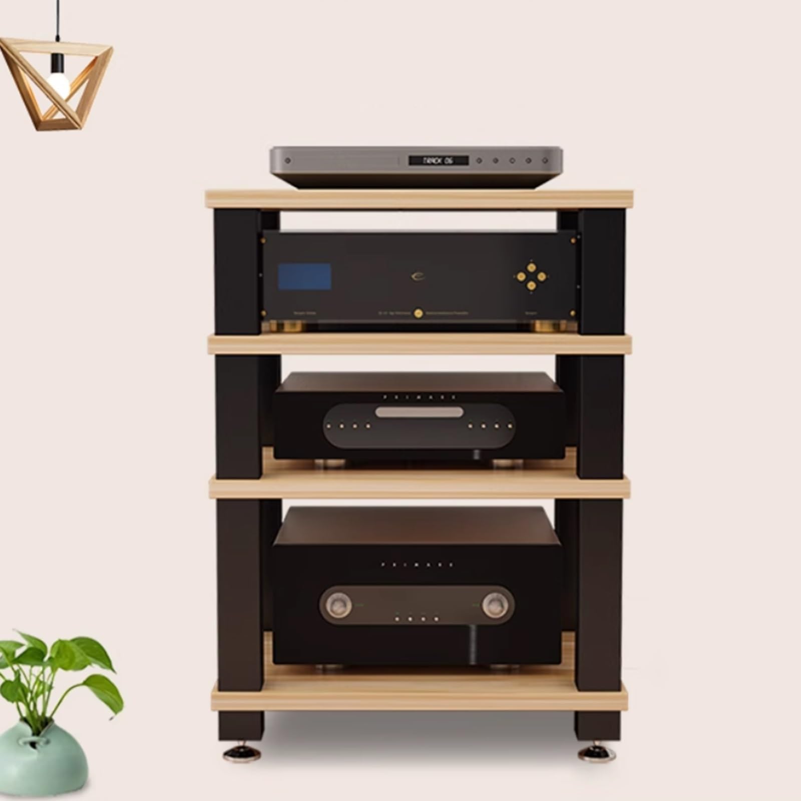 Rack Audio Da Studio Professionale A 1/2/3/4 Ripiani Supporto Per Apparecchiature Audiovisive Robusto Mobiletto Per Amplificatori, Per Ricevitori AV Hi-Fi Apparecchiature(Black,60*48*37.5cm(2Tier))
