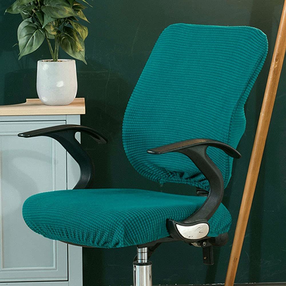 Funda para silla de oficina, asiento de computadora, extraíble, resistente, universal, repuesto para comedor, fiesta, boda, lavable y antideslizante, elástica, color azul zafiro