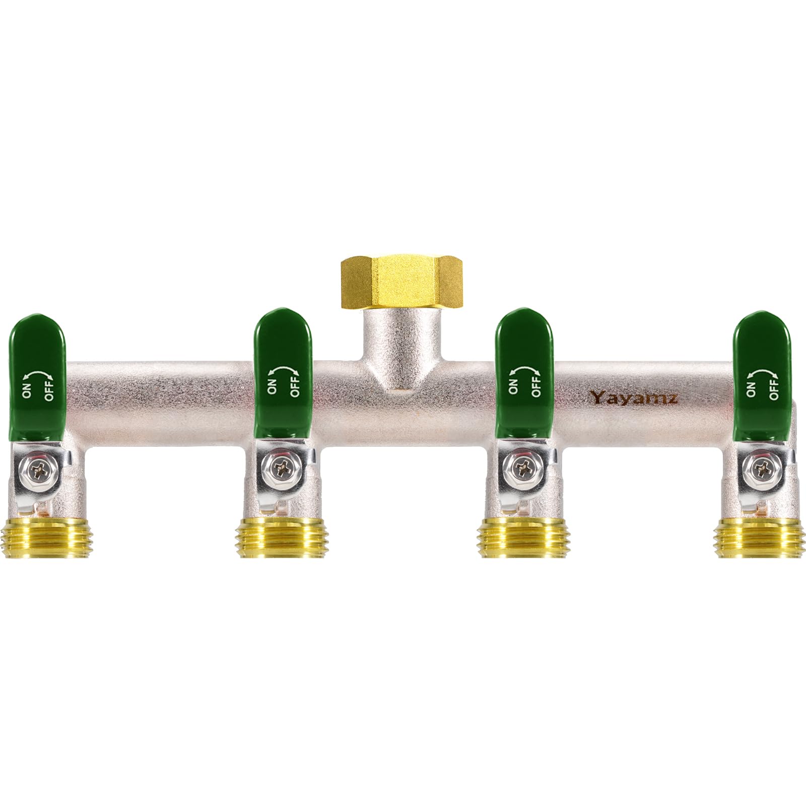 4 Way Garden Hose Splitter, 3/4" GHT Water Spigot Splitter(Green)