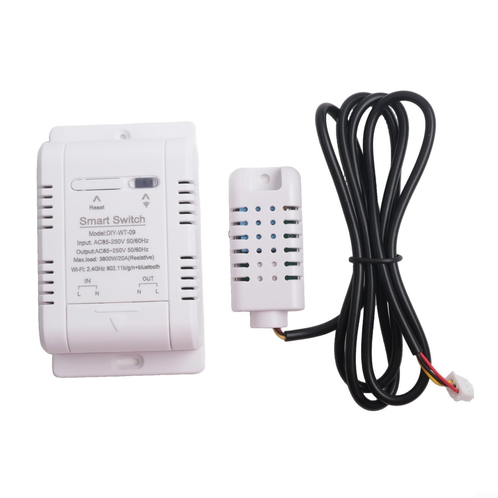 Smart Temperature Humidity Switch, WiFi/Bluetooth Dual-Mode With For EWeLink APP Control, 20A 3800W Load Capacity, Waterproof Sensor For Fish Tanks/Baby Rooms/Greenhouses(C)