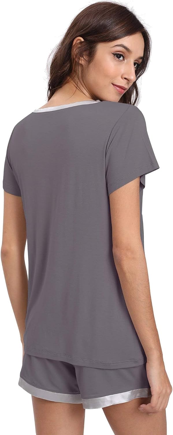 GYS Women's Bamboo Viscose Pajama Sets - Cooling Short Sleeve Sleepwear for Night Sweats, Moisture Wicking Summer Pjs
