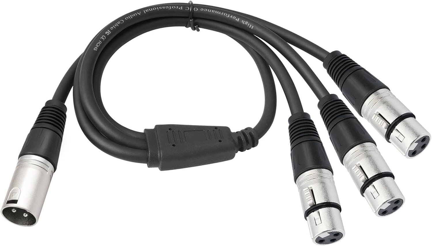 WATERBELINE Audios Cable,Male to 3Female Y Splitter Cable 60cm Splitter Cord Alloy Connectors for Mics Mixer Music Interfaces