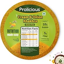 Prolicious Cream & Onion Khakhra | 10g Natural Protein | Gluten Free | No Palm Oil | Baked | High Protein Snack | 170g, Pack of 1