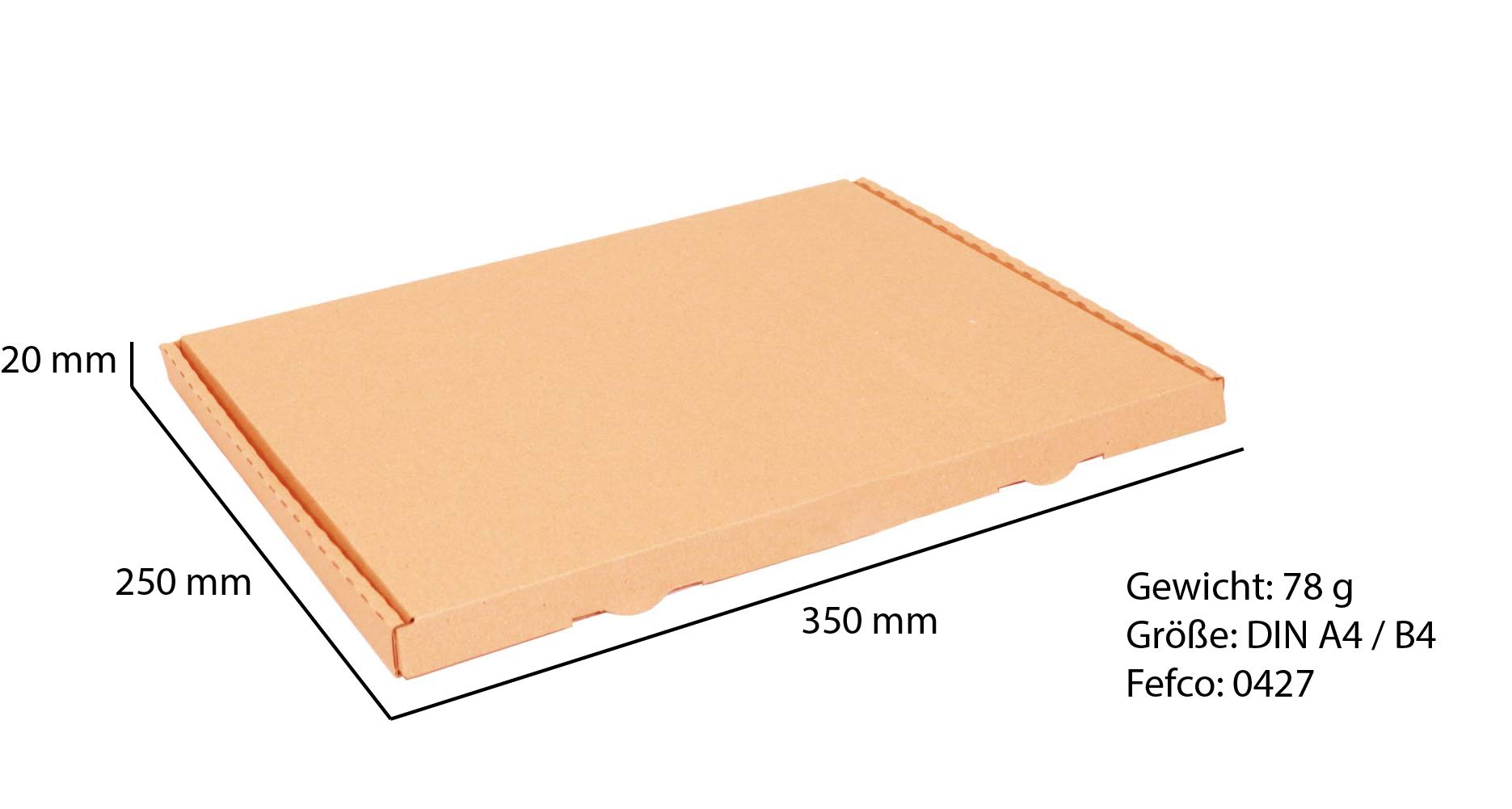 smiley pack 100x Großbriefkartons 350 x 250 x 20 mm braun DIN A4 B4 stabiler Versandkarton Postkarton Faltschachtel für Warensendung, Büchersendung und Großbrief mit Steckverschluss (100 Stück)