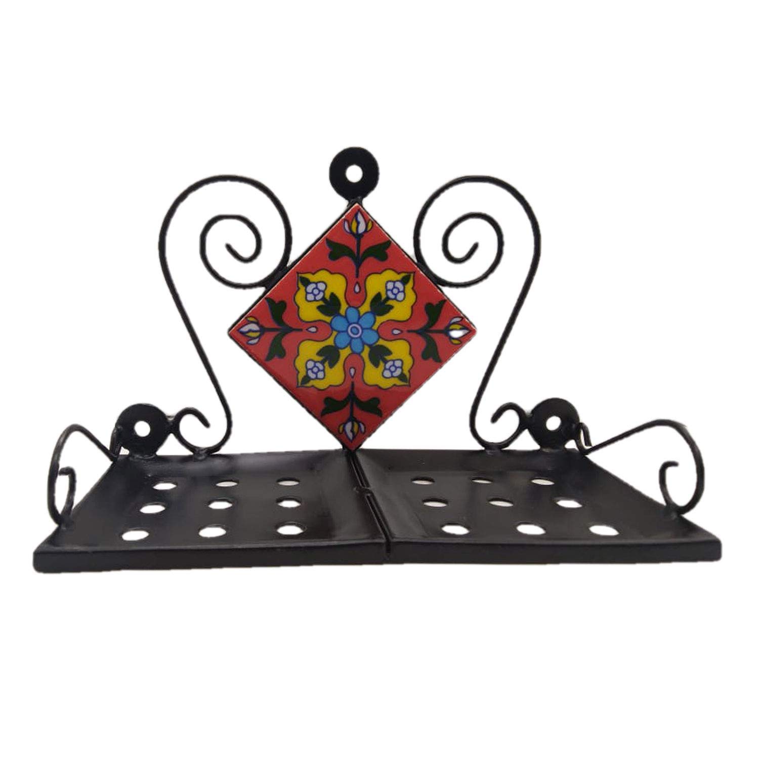 India Meets India Handicraft Ceramic Bathroom Tray Vanity Organizer Storage Organizing, Best Gifting, Made by Awarded Indian Artisan