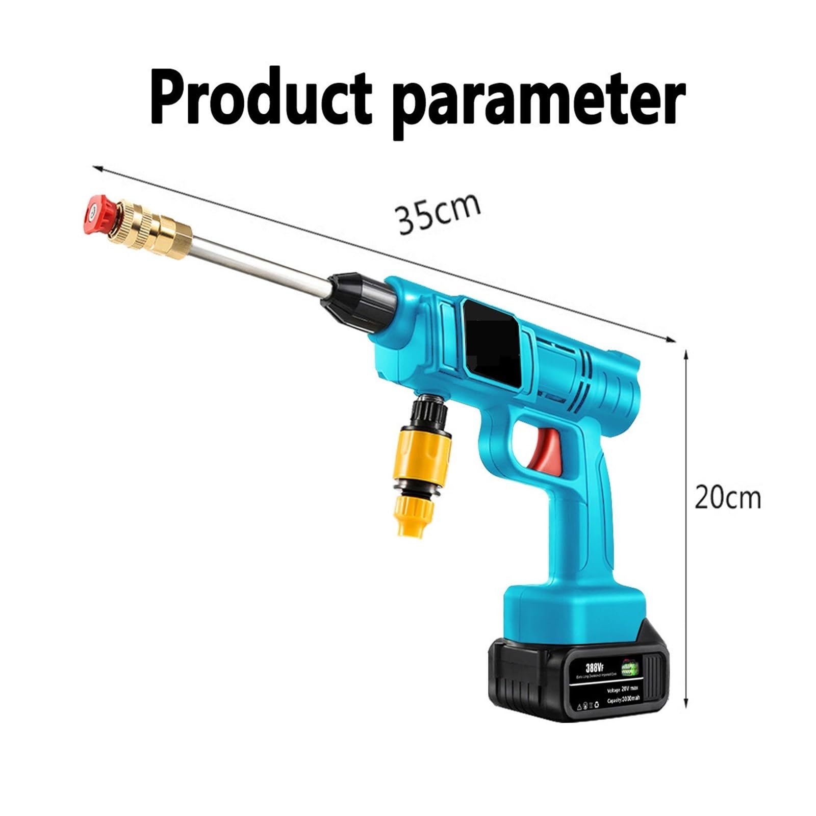 Lavadora De Coche Alta Presión Inalámbrica 18V, Pistola Agua, Portátil, Generador Espuma For Batería Potente Chorro A PresióN