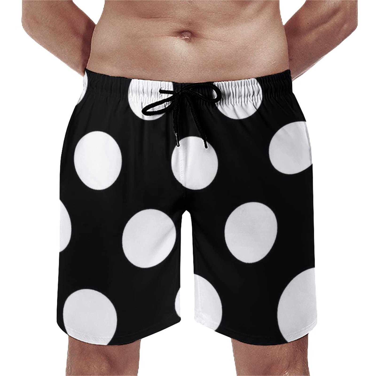 Amazon.co.jp: ショートパンツ 水玉 黒白 ビーチパンツ メンズ ジム用