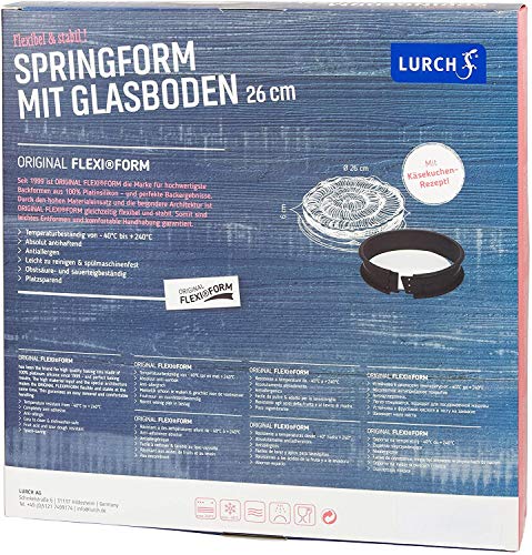 Lurch Germany Flexiform Silicone Springform Non-Stick Baking Pan With Glass Bottom | Removable Ring & Tempered Glass Bottom | Leakproof Cheesecake Bakeware & Round Cake Pie Pan | Bpa-Free 10.2 Inch - Brown #TOP6