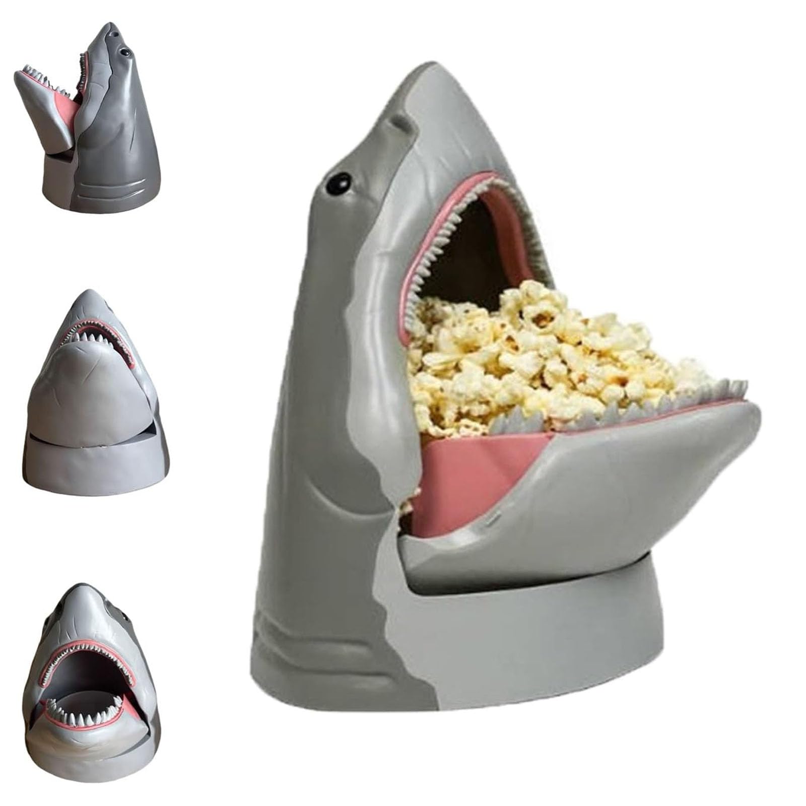 Seau à pop-corn requin 50e anniversaire, support à collation en forme de requin, seau de service réutilisable de qualité alimentaire, récipient de service familial, bol à pop-corn en plastique (1pcs)