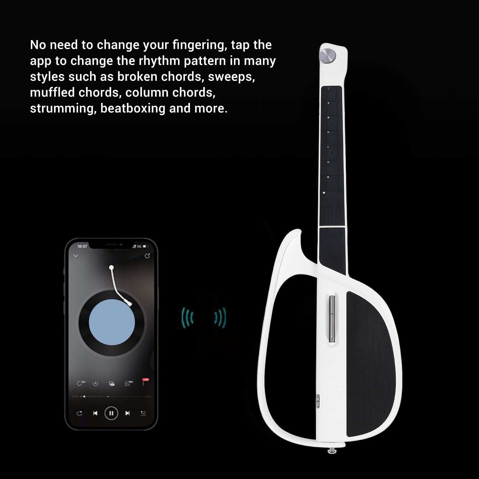 Chitarra Elettrica Intelligente Senza Corde, Kit per Chitarra per Principianti, Accompagnamento Automatico di Accordi, Kit di Viaggio per Principianti Guitarra Intelligente con