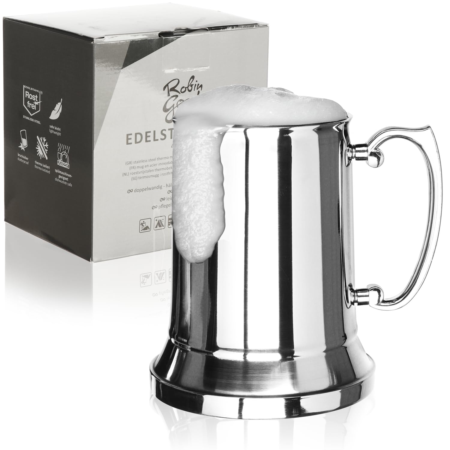 Creano Set De 4 Verres à Bière à Double Paroi-chope à Bière, 500ml[895